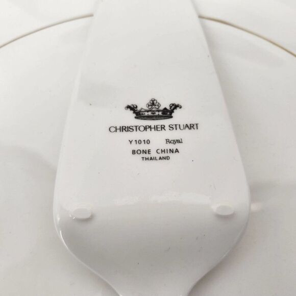 Christopher Stuart Cake Platter w/Server Royal Gold Bone China Cookie Plate - Picture 7 of 10